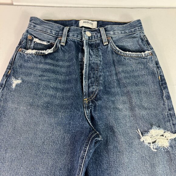AGOLDE Jeans Women's 25x28* 90s Pinch High Rise Straight Ankle Blue Denim Tag 24 - Picture 2 of 16